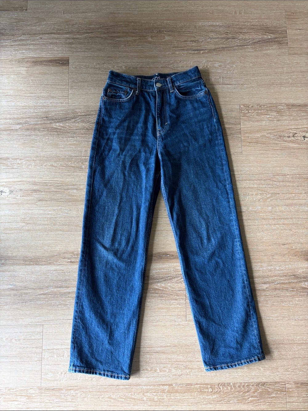 COS Dark Blue Extra High Rise Straight Leg Ankle Jeans Sz 25